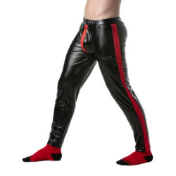 LEADER Pantalon avec Zip Brut Noir-Rouge